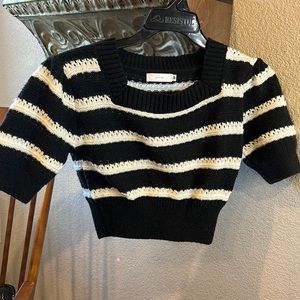 Black and Cream shein cropped sweater